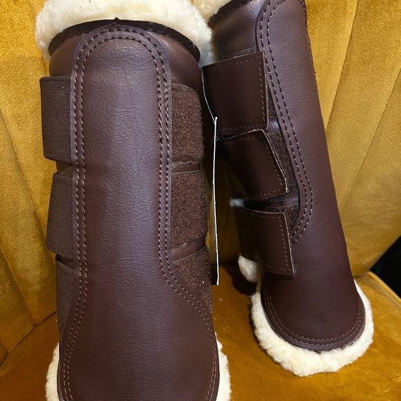 HKM Tendon Brushing Horse Riding Boots Brown  L Pair - Picture 1 of 1